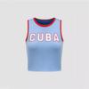 Top azul de verano para mujer Y2K, ajustado, corto, con letras, estilo europeo y americano transfronterizo, chaleco, ombliguera, ropa sexy