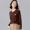 [Falso Dos Piezas 100% Lana] Otoño e Invierno Dulce Reductor de Edad Cuello Redondo Tejido de Punto Pequeño Casual para Mujer Tejido de Lana