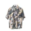 Camisa Havaiana Floral de Manga Curta Solta de Verão Estilo Harajuku Casal Retro Floral Camisa Masculina Estilo Hong Kong Chique