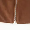 Atacado de fabricante de roupas femininas transfronteiriço 2026 nova jaqueta curta de camurça com lapela e zíper estilo europeu e americano