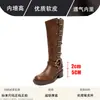 Botas vaqueras occidentales piel oculta tacón grueso Botas Martin Mujer retro caña alta hebilla metálica punta cuadrada Botas de caballero
