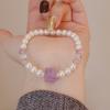 Pulseira de ametista natural com estilo Ins, joias elegantes de nicho, cristal morango, luz, luxo, pulseira de contas de sensação de alta qualidade, novo estilo