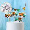 Decoración de pastel de puntos, globo de vela, tarjeta de pastel de cumpleaños para niños, juego de complementos para pastel con temática de escena DIY