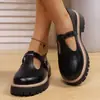 Comercio electrónico transfronterizo, talla grande, colección nueva primavera/otoño 2026, zapatos Mary Jane de suela gruesa, estilo preppy británico para mujer, zapatos pequeños de cuero con tira en T