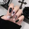 Nova Coleção Outono/Inverno 2026 de Nail Art Vestível: Unhas Postiças Laço Olho de Gato Populares do Xiaohongshu, Unhas Postiças Brancas Iluminadoras
