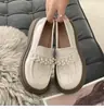 Mocasines para Mujer 2026 Otoño Nuevo Diseño de Nicho Perla Francesa Estilo Británico Casual Versátil Zapatos de Cuero de Suela Gruesa para Mujer