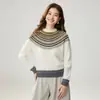 Suéter de punto grueso con cuello alto y patrón jacquard Fair Isle 35 de cachemira para mujer 2026, ajuste holgado, suéter adelgazante
