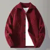 Suéter Masculino de Cor Sólida com Gola Alta para Adolescentes, Cardigan Tricotado Jacquard Solto com Zíper Estilo Coreano Venda por Atacado