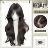 Peluca Koni completa para mujer, cabello realista, estilo coreano, flequillo con raya en medio, cabello largo rizado ondulado grande, peluca natural sin costuras