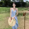 Vestido Puromente Sexy sin Espalda con Cuello Halter para Mujer, Nuevo Estilo Francés de Verano, Vestido de Vacaciones en la Playa Super de Ensueño