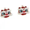 Pendientes Rojos Festivos de León para Mujer, Nuevo Estilo Chino, Estilo Nacional, Lujo Ligero, Gama Alta, Pendientes Elegantes, Accesorios Únicos Populares para Orejas