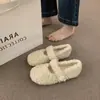 Novedad Otoño/Invierno 2026 Mocasines de Mujer sin Cordones con Forro de Felpa, Zapatos Planos Cálidos de Punta Cuadrada con Ribete de Piel