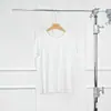 Camiseta de Manga Corta con Cuello Redondo para Mujer Warren Sea Dragon Rasa 26 Primavera Simple Blanco y Negro Fibra de Viscosa Fina