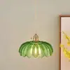 Lámpara colgante verde, lámpara colgante pequeña de mesita de noche, estilo de mediados de siglo, lámpara para pasillo de entrada, lámpara de madera maciza retro francesa, alta calidad