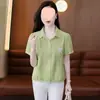 Camisa de Manga Curta Colorida da Moda Transfronteiriça Redutora de Idade Feminina Novo Top Curto Estiloso Belo Cardigã Top Pequeno 2026