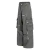 Pantalones Cargo Bordados con Salpicaduras Estilo Retro Americano Desgastado para Hombres y Mujeres 2025 Nuevos Casuales Rectos Sueltos de Pierna Ancha