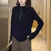 Suéter con cuello de terciopelo engrosado suelto, cremallera, nuevo para otoño e invierno, prenda exterior para mujer, camiseta base combinable, top para apilar, talla grande