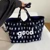 Bolsa de Tote Doble Cara Simple Estilo Coreano 2026 Estilo Perezoso Bolsa de Lona con Estrellas Bolso Cruzado Casual Versátil para Mujer Gran Capacidad