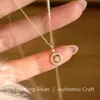 Collar Brújula de Plata de Ley s925 con Diamante Brillante Estilo Japonés Lujo Ligero Exquisito Mini Moderno Versátil Retro Sentido de Alta Gama Cadena para Clavícula