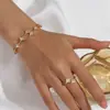 Pulsera de Estrella de Seis Puntas Transfronteriza Amazon Pulsera de Lujo Ligero de Gama Alta para Mujer Conjunto de Anillo de Pulsera Versátil de Nicho Joyería