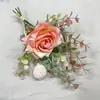 Flores artificiales con aroma a rosa, arreglos florales para el hogar, flores artificiales, jarrones de seda de rosa de alta gama, flores atadas a mano más vendidas transfronterizas