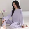 Pijamas de Nuevo Estilo 2026 para Mujer, Otoño/Invierno, Algodón Puro, Manga Larga, Tallas Grandes, Rayados, Casual, Holgado, Ropa de Abrigo, Conjunto para Estar en Casa