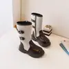 Botas femininas longas de linha única estilo retrô britânico, novidade outono/inverno 2026 moda coreana versátil botas de couro antiderrapantes
