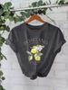 Estación Independiente Europea y Americana Transfronteriza Elegante Camiseta para Mujer en Stock Estampado de Flores de Limón Positano Verano Nueva de Manga Corta