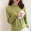 Camada Base Feminina Gola Meia-Alta Manga Longa Primavera Outono Roupa Íntima Suéter Versátil Fino Branco Solto Elegante Tricô