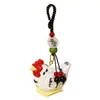 Colgante para llavero de coche de pollo de madera maciza tallado a mano, decoración unisex para bolso, adorno decorativo, regalo de cumpleaños