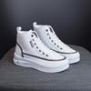 Tênis de sola grossa de cano alto Couro genuíno coreano casual altura interna 6cm salto plataforma estilo ins sola de bolo de esponja Sapatos de camada única para Primavera e Outono tênis brancos pequenos