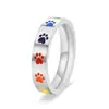 Anillo de Acero de Titanio de 4 mm de Ancho con Baño de Oro de 18 Quilates, Estilo Preppy, Joyería con Estampado de Perro Arcoíris Fresco y Dulce, Seis Colores, Nuevo Producto Transfronterizo para Mujer