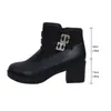 Botines de Cuero Nuevos de Invierno 2025, Punta Redonda, con Forro de Lana, Suela Gruesa, Tacón Grueso, Botas de Algodón, Venta Directa del Fabricante, Comercio Exterior, Zapatos de Mujer Transfronterizos