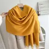 Novo Cachecol de Franjas de Cor Sólida para Homens e Mulheres, Xale Espesso Versátil de Outono e Inverno de Alta Qualidade, Aquecedor de Pescoço da Moda em Faux Cashmere em Estoque