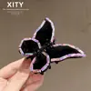 Pinza de garra de mariposa con diamantes de colores, súper elegante y sofisticada, para mujer, tamaño mediano, adecuada para personas con menos volumen de cabello, para recogidos, accesorio para el cabello tipo pinza de tiburón