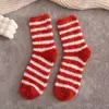Meias de Lã Coral para Mulheres, Meias de Cano Médio, Anti-Pilling, Engrossadas para o Inverno, Listradas, Meias Quentes para Chão de Casa, Atacado