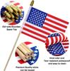 Suministro Transfronterizo Americano Opcional Día de la Independencia Palo de Madera Bandera Americana Bandera Pequeña 4x6 pulgadas Cabeza Dorada Palo de Madera Americano