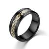 Anillo de acero de titanio patrón de dragón pieza de dragón anillo de joyería luminosa con incrustaciones de diamantes anillo de acero inoxidable fábrica de origen exclusivo transfronterizo