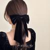 Horquilla de terciopelo coreano de alta calidad con lazo de terciopelo negro, horquilla para el pelo, horquilla de media anilla, horquilla para otoño e invierno.
