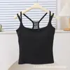 Camisola de Encaje con Parches Calados y Doble Tirante para Mujer, Integrada con Copas en el Pecho, Top Exterior sin Mangas