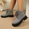 Botas Martin de Encaje Redondas con Pedrería para Mujer, Otoño 2026, Plataforma de Suela Gruesa, Completamente Cubiertas de Pedrería, Moda Europea y Americana, En Stock
