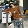Camiseta de Manga Larga Ajustada de Algodón con Hilo de Suministro Directo de Trece Líneas para Mujer, Camiseta Base, Suministro Exclusivo de Segunda Entrega de Verano