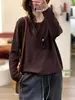 Nueva colección de otoño: suéter de punto de cuello redondo, color liso, manga larga, corte holgado, versátil y adelgazante, al por mayor