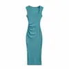 Vestido sin mangas de escote cuadrado puramente seductor con cintura fruncida ceñida, dulce y sexy, versátil para uso casual, vestido bodycon ajustado al cuerpo