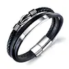 Amazon Nuevo Pulsera de Cuero Grabado Te amo para siempre Acero Inoxidable Magnético Pulsera de Doble Trenzado
