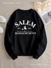 Sudadera con capucha casual de cuello redondo para mujer estampada con Salem Massachuse