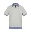 Yidao Vintage 2026 Verano Nuevo Estilo Universitario Americano Falso Dos Piezas Cuadros Patchwork Cuello Campana Manga Corta Camisa Polo para Hombre
