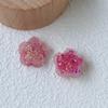 Pendientes de resina hechos a mano con lentejuelas de diamantes de colores, tamaño pequeño, flor pequeña, accesorios para el cabello femenino, venta al por mayor, de Corea del Sur