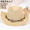Sombrero de caballero transfronterizo para hombre y mujer, cara pequeña, sombrero de paja, retro americano, paja, vaquero occidental, verano, sombrero para el sol, venta al por mayor