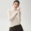 Suéter de cachemira de cuello alto sin costuras para mujer, suave y cómodo, corte holgado, estilo pullover, capa base de punto